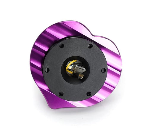 NRG Innovations Steering Wheel Quick Release Kit Adapter NRG-SRK-143BK-PP Black Body/Purple Heart Shape Ring Flares, 6x70mm & 6x74mm Bolt Pattern
