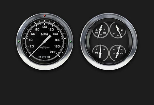 Classic Instruments Autocross CT54AXG52-LS Gray Direct Fit Gauge Package LS Swap 4 5/8" Speedometer and Quad Gauge Fits 1954-1955 Chevy Truck