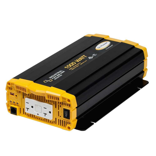 GP-ISW1000 Go Power! 1000 Watt Industrial Pure Sine Wave Inverter, 12V to 120V AC, Dual GFCI Outlets, PowerSave Mode, Overload Protection, Low-Profile Design, Ideal for Electronics & Backup Power