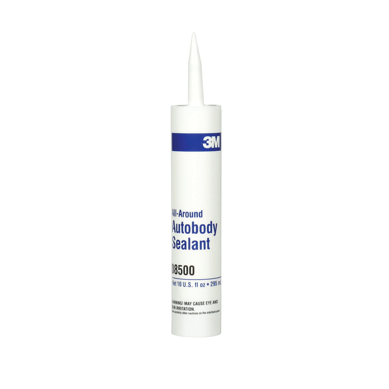 3M Autobody All-Around Sealant, 08500, Medium-Bodied, Water-Based, Quick-Drying, 1/10 gal/10 fl oz Cartridge , White