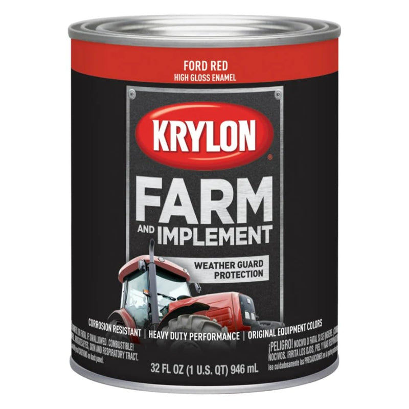 Krylon® Farm & Implement 2029 Brush, High Gloss, Ford Red, 1 Quart Architectural Paints