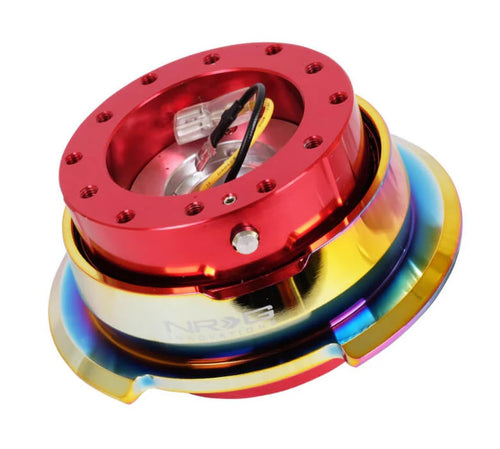 NRG Innovations GEN 2.8 NRG-SRK-280RD-MC Steering Wheel Quick Release Kit Adapter, 6-Hole & 6x70 and 6x74mm Bolt Patterns Rose Red Body/Neo Chrome Ring