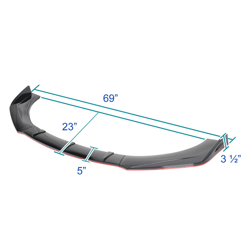 Glossy Black Red Trim Spec-D Tuning Universal Front Bumper Lip Spoiler Splitter Kits 3PC