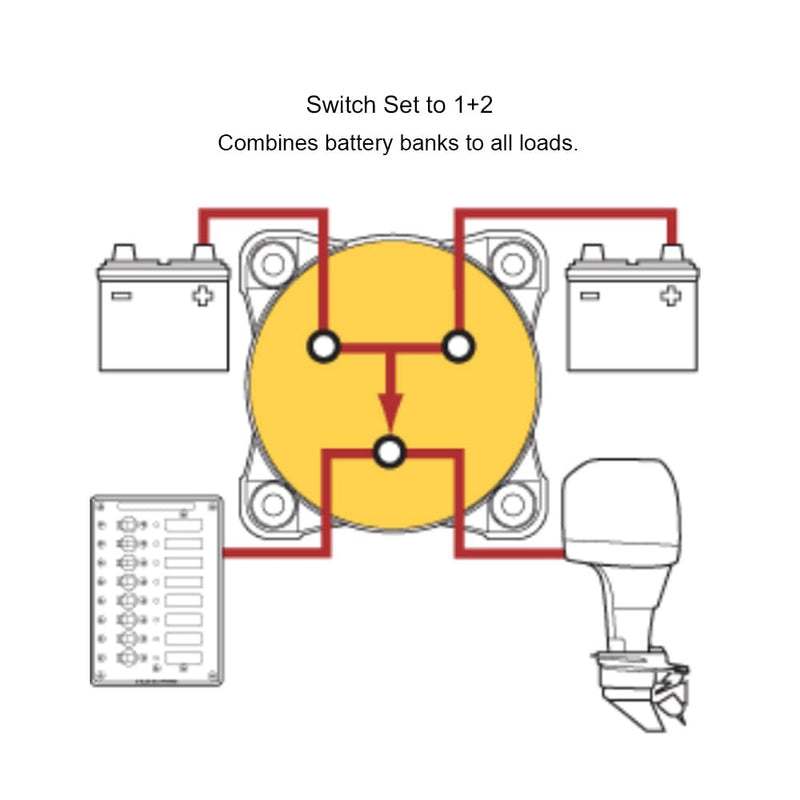 6007 Blue Sea Systems m-Series Battery Switch 4 Position Mini Selector Switch, Red
