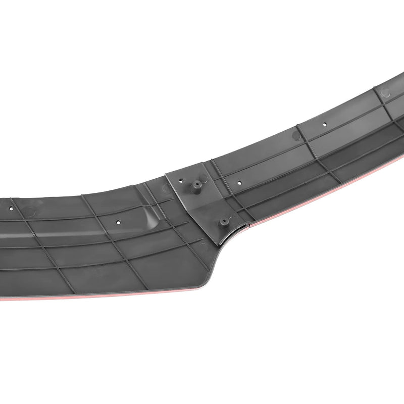 Glossy Black Spec-D Tuning Red Trim Front Bumper Lip Spoiler Splitter Kit 3PC Compatible with 2016-2018 Honda Civic Sedan