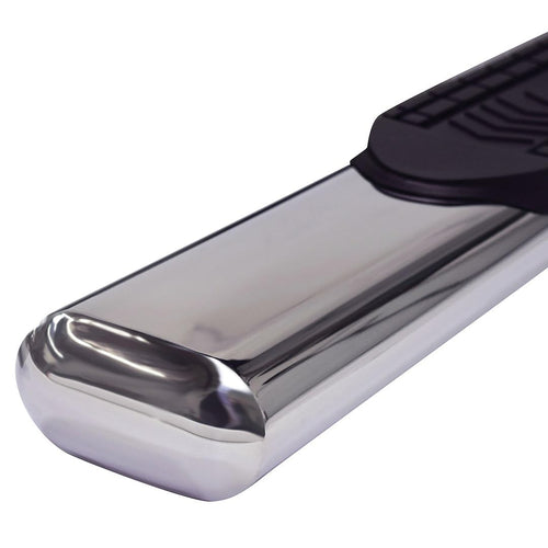 TrailFX Nerf Bars Chevrolet Silverado 1500 Crew Cab Fits 2019-2025 Stainless Steel 6 Inch Oval Straight Polished with Step Pads Rocker Panel Mount Running Boards TrailFX A8255S