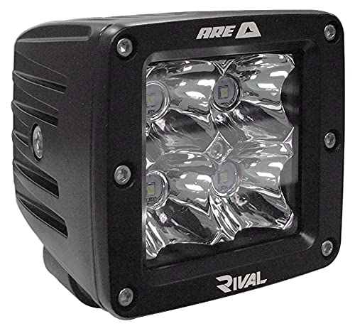 A.R.E. RealTruck Rival Lighting System | 23705-81724 | 3.1" LED Cube Flood Light, Pair (comes with wiring harness/switches), Black Housing/White Light
