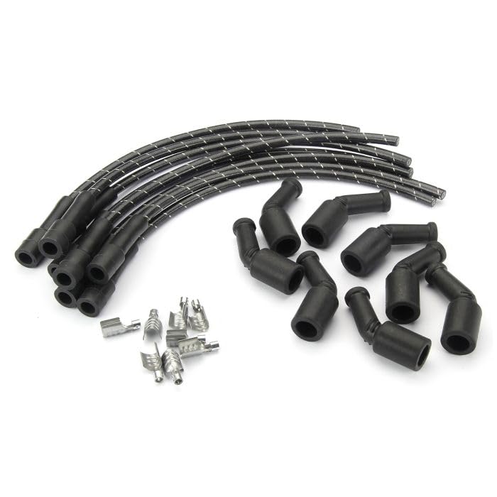Lokar Performance Products PW-1026 Kit Plug Wire Ls Coil To Plug, 180D Plug, 135D Coil, Cut To Fit Black With White Tracers