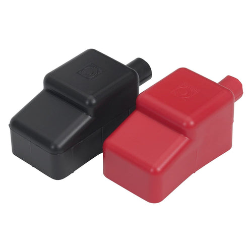 Battery Terminal Covers Moeller (1 Pair), Red, Black, Up to 1/2" OD Cable, One Red/One Black (099078-10)