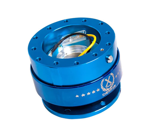 NRG Innovations Steering Wheel Quick Release Adapter Gen 2.0 6-HOLE with Mounting Bolts, Quick Release - Blue Body/Blue Ring, NRG-SRK-200BLBL