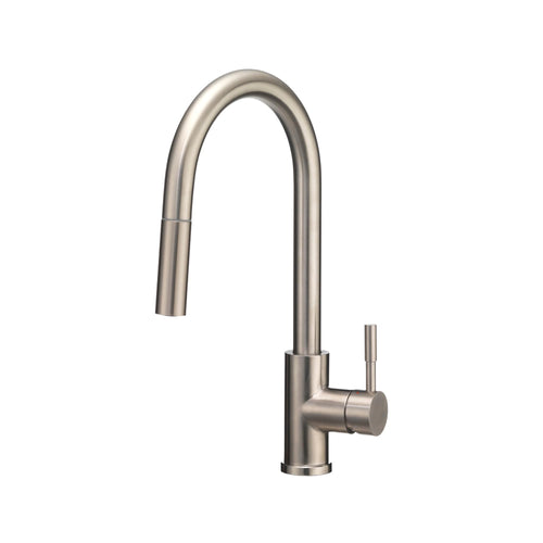Dura Faucet Streamline RV Single Handle Pull-Down Kitchen Sink Faucet - Optional Deck Plate (Satin Nickel)