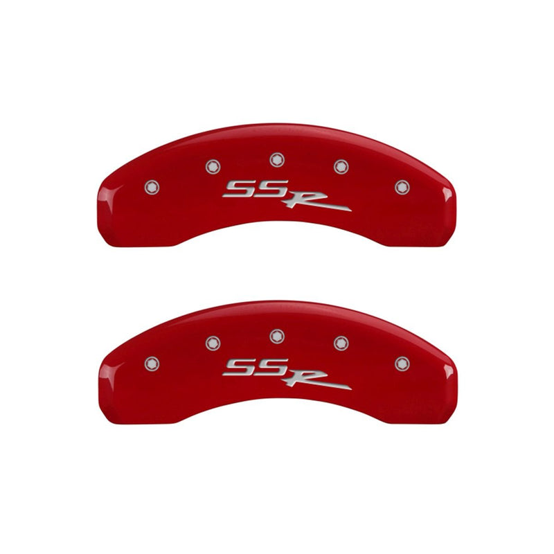 MGP Caliper Covers SSR Red 34006SSSRRD - Engraved Front & Rear; Set of 4