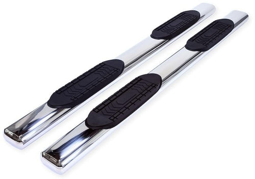 TrailFX A8223S Oval 6 Inch Fits Ford F-150 Crew Cab 2015-2026 Straight Side Bars with Step Pads Polished Stainless Steel Welded End Caps Rocker Panel Mount