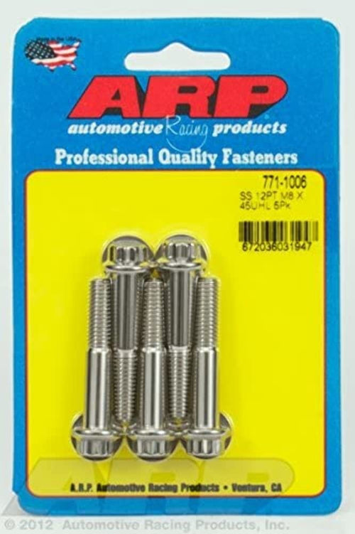 M8 x 1.25 x 45 ARP 12pt Stainless Steel Bolts (Set of 5)