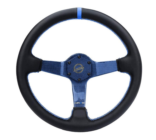 NRG Innovations Carbon Fiber Steering Wheel NRG-RST-036CF-BL 350mm Blue Carbon Fiber, Blue Stiching, Blue Center Mark, Leater
