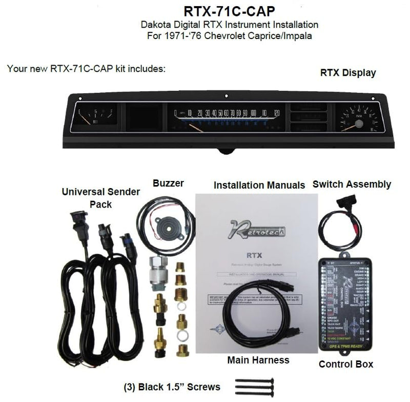 Chevy Caprice / Impala 1971-76 RTX instruments