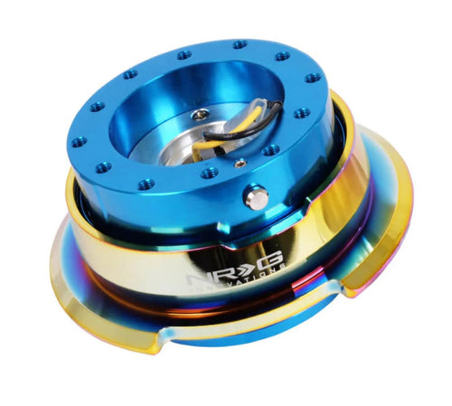 NRG Innovations GEN 2.8 NRG-SRK-280BL-MC Steering Wheel Quick Release Adapter, 6-Hole & 6x70 and 6x74mm Bolt Patterns Blue Body/Neo Chrome Ring