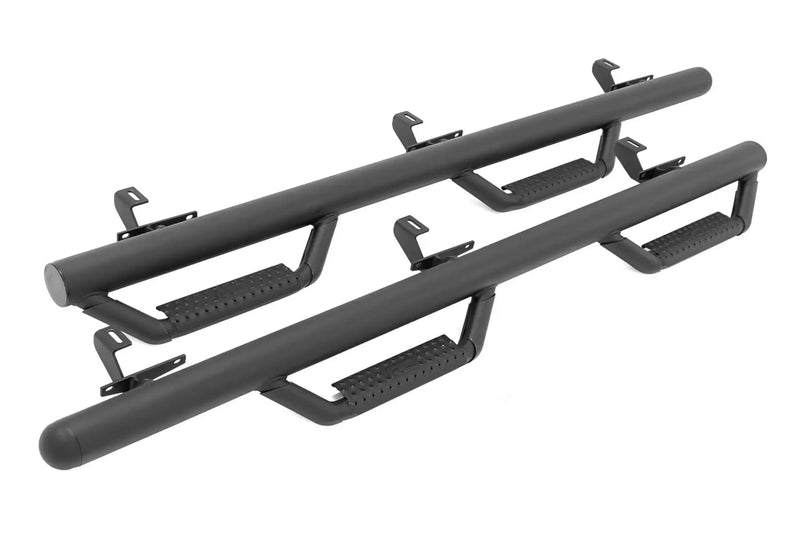 Rough Country Nerf Step Bars Unlimited for Jeep Wrangler (2018-2025) 4-Door - Rugged Full Length Nerf Bars with Side Steps, Bolt-On Install