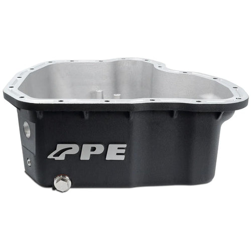 Heavy Duty PPE High-Capacity Cast Aluminum Oil Pan (Black) 114052020 Compatible for 2001-2010 GMC Sierra 2500HD and Chevy Silverado 2500HD 6.6L Duramax