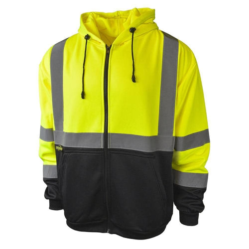 Radians Class 3 SJ01B-3ZGS Hooded Sweatshirt- Hi-Viz X-Large, Green