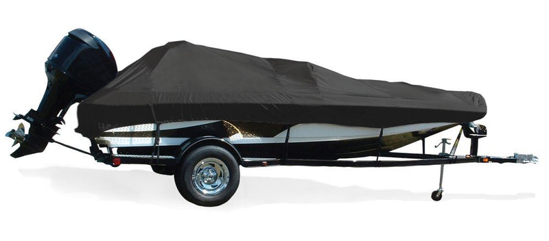 Semi-Custom Trailerite Boat Cover for Fish and Ski Boats with Outboard Motor - Includes Motor Hood, Black (20'5" - 21'4" CL x 96" B)