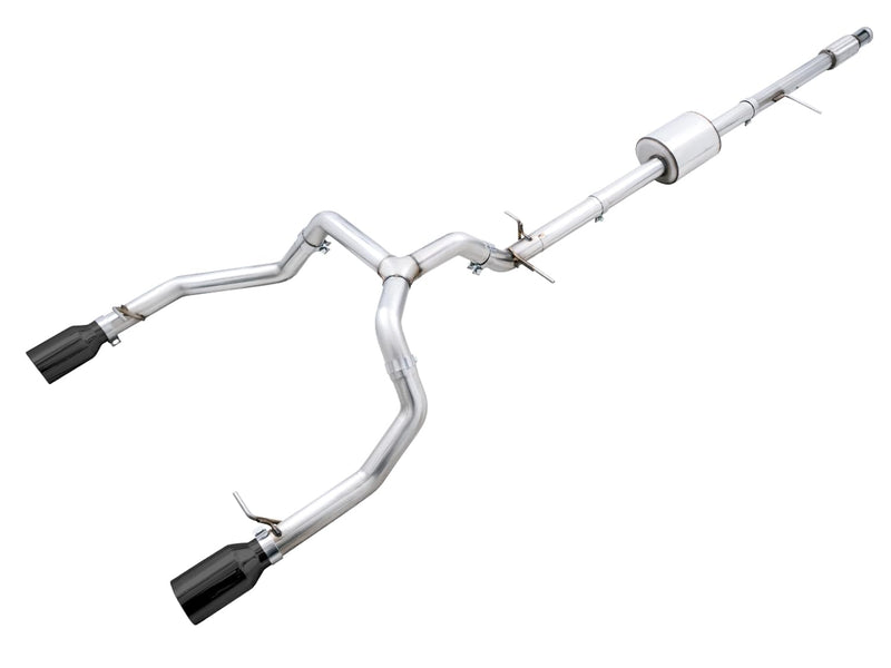 4th Gen GM 1500 AWE Tuning 5.3L 0FG Catback Split Rear Exit (Flat Bumper) - Quad Diamond Tips - 3015-33206
