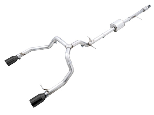 4th Gen GM 1500 AWE Tuning 5.3L 0FG Catback Split Rear Exit (Flat Bumper) - Quad Diamond Tips - 3015-33206