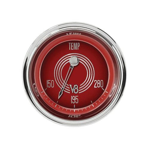 V8 Red Steelie Classic Instruments V8RS26SHC 2-1/8" Water Temperature Gauge