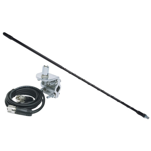 Top Loaded Solarcon Fiberglass Antenna with Mirror Mount & Cable 750 Watt Black