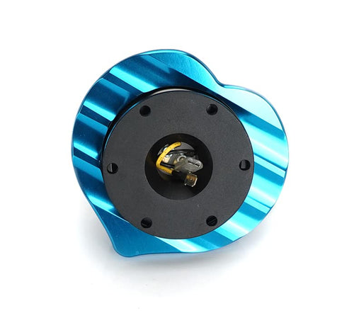 NRG Innovations Steering Wheel NRG-SRK-143BK-BL Quick Release Kit Adapter Black Body/Blue Heart Shape Ring Flares, 6x70mm & 6x74mm Bolt Pattern