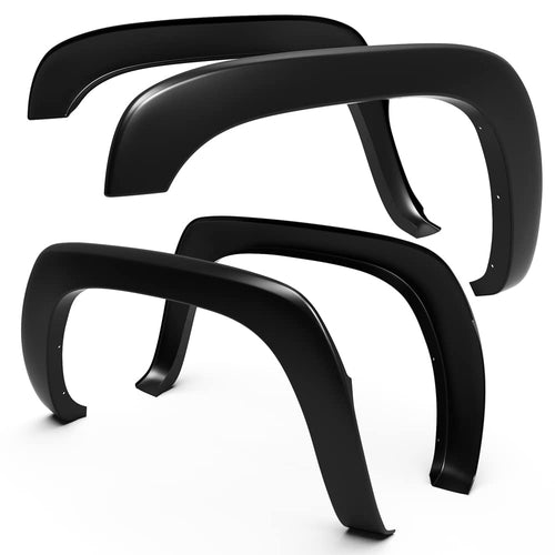 Tyger Auto Fender Flare Compatible with 1999-2006 GMC Sierra Chevy Silverado 1500 2500 3500HD; 2007 Classic Fleetside, Fine-Textured Black Paintable Factory Style 4pc | TG-FF6C4218