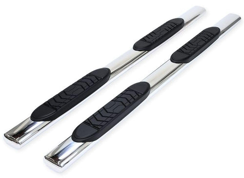 Chevrolet Silverado 1500 Crew Cab Fits Nerf Bar 2007-2018 Straight 5 Inch Oval Polished Stainless Steel Side Steps Rocker Panel Mount Set of 2 Running Boards TrailFX A7038S