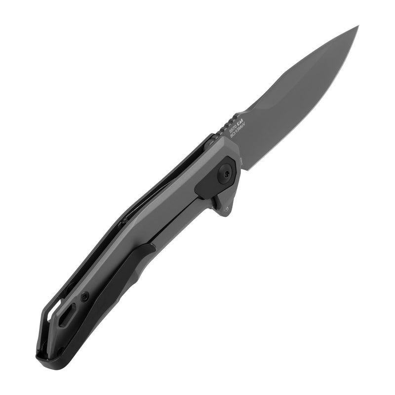 Kershaw Pocket Knife Helitack, Matte Gray Design, 3.26 Inch Stainless Steel Drop Point Blade, EDC with Assisted Opening, Contoured Steel Handle, Everyday Carry Pocket Knife for Men and Women
