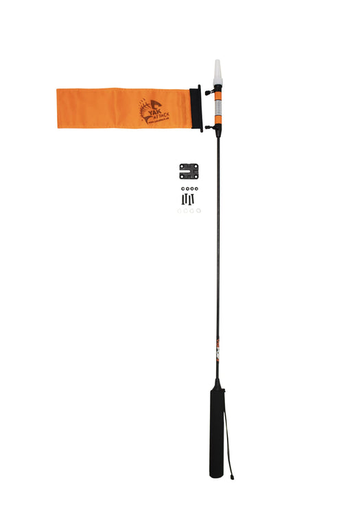 YakAttack VISIPole II with Light, Flag, and MightyMount | Kayak Visibility System with Floating Base & 360° LED Light | Waterproof to 1000 ft | Includes Mounting Hardware | Made in USA
