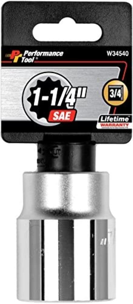 W34540 Performance Tool 3/4-Inch Drive 12-Point SAE Standard Socket, 1-1/4-Inch