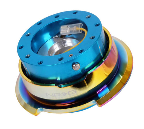 NRG Innovations Gen 2.8 NRG-SRK-280NB-MC Race Steering Wheel Quick Release Adapter, 6x70 and 6x74mm Bolt Patterns, New Blue Body/Neo Chrome Ring