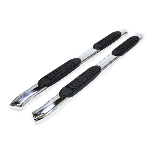 Trail FX Nerf Bar Polished Stainless Steel Fits Ram 1500 Quad Cab 2019-2025 with Welded End Caps Step Pads Rocker Panel Mount Running Board Pair with 5 Inch Oval Bent