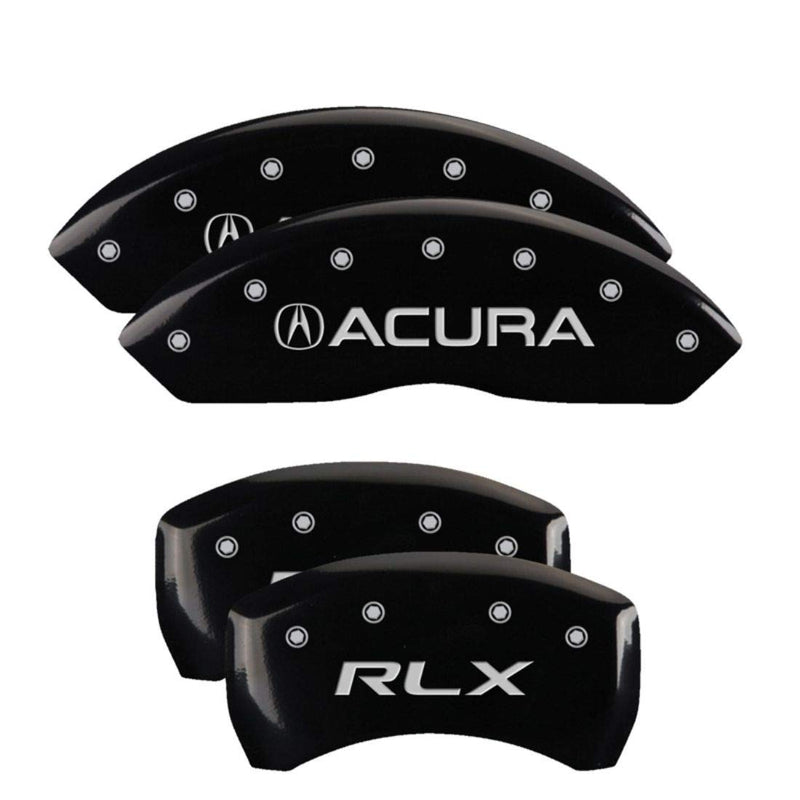 MGP Caliper Covers Black Powder Coat Finish 39014SRLXBK Engraved Caliper Cover with Silver Characters, Set of 4 "Acura/RLX"