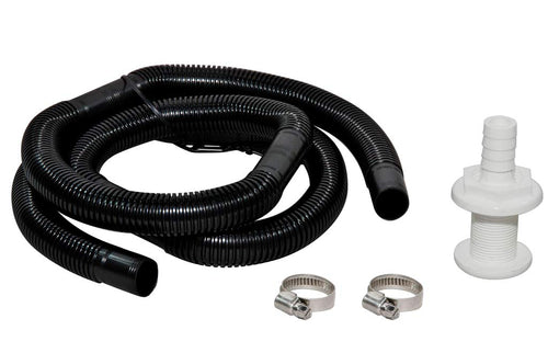 Bilge Pump Installation Kit Moeller Marine 053040-10, 6 ft. Corrugated Hose, 2 Stainless Steel Hose Clamps, 3/4" White Thru-Hull
