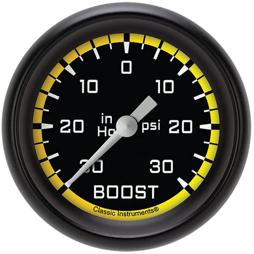 AX341YBPF Classic Instruments AutoCross Yellow 2-5/8" Boost/Vacuum Gauge
