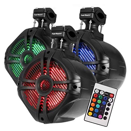 Power Accoustik MWT-65BL LED 6.5" 600W Marine Boat Wake Tower Speakers