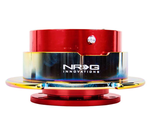 NRG Innovations Gen 2.5 NRG-SRK-250RD-MC Race Steering Wheel Quick Release Kit Adapter Red Body/Neo Chrome Ring, 6x70 and 6x74mm Bolt Patterns