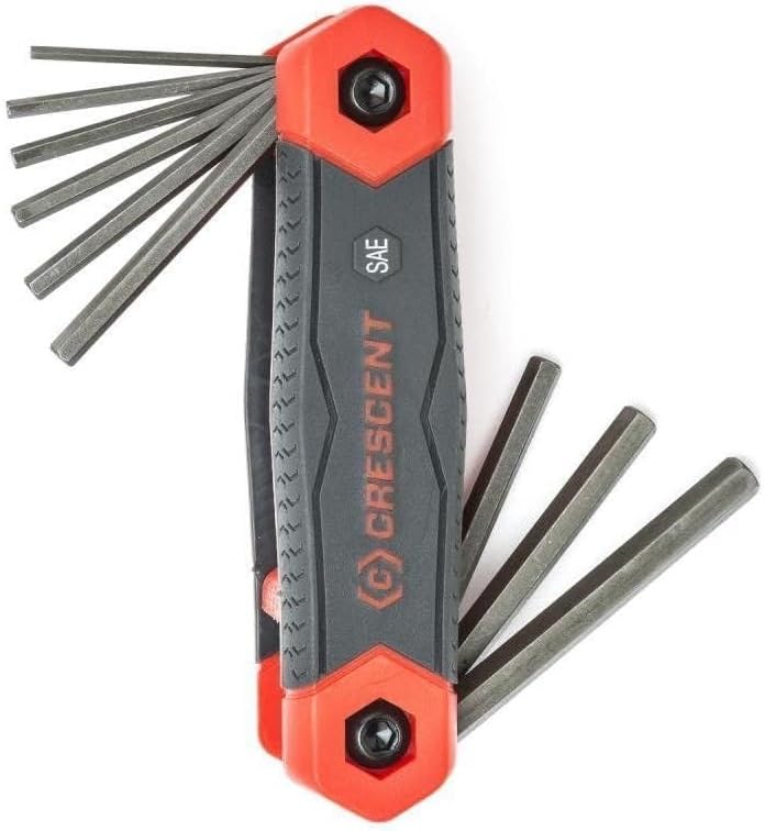 Crescent 9 Piece SAE Folding Hex Dual Material Key Set - CHKFSAE9, Black