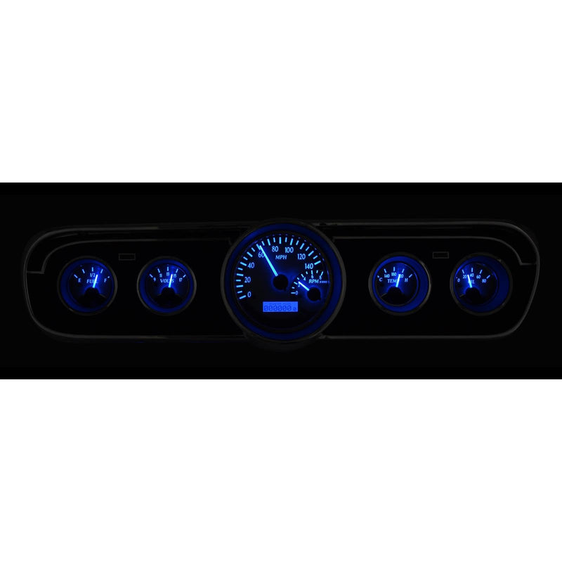 Dakota Digital VHX-65F-MUS-S-B Analog Dash Gauge System Compatible with 1965-66 Mustang with Silver Alloy Style and Blue Backlighting