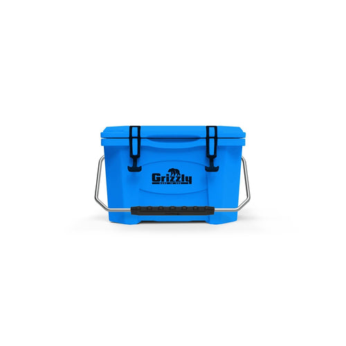 20 Cooler Grizzly, 20 qt Ice Chest Durable Rotomolded Insulated, Made in USA, Warranty for Life, for Beach Boat Camping Fishing Hunting, G20, Light Blue