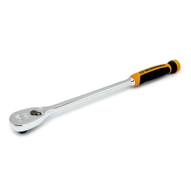 GEARWRENCH 90 Tooth 1/2" Drive Long Handle Dual Material Teardrop Ratchet 16-1/2" - 81361T, Multi, One Size