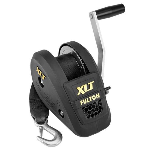 Fulton XLT 142311 Marine Trailer Winch, Single-Speed, 1,500 lbs. Capacity, 20 Foot Strap, 8 Inch Handle, Black Cover