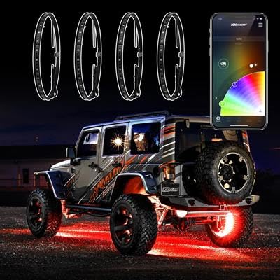 XKGLOW XK-Wheel-KIT-AD-DM 4PC Adjustable Wheel Ring Light Kit 15-18" with Dual-Mode Dash Mount Contr