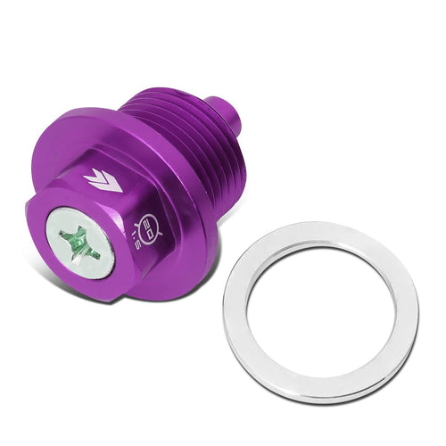 NRG Innovations Magnetic Oil Drain Plug, Engine Oil Drain Nut M20 X 1.5 Thread Size w/Washer, Purple, T-6061 Aluminum w/Stainless Steel Internal Magnet, NRG-NOP-300PP