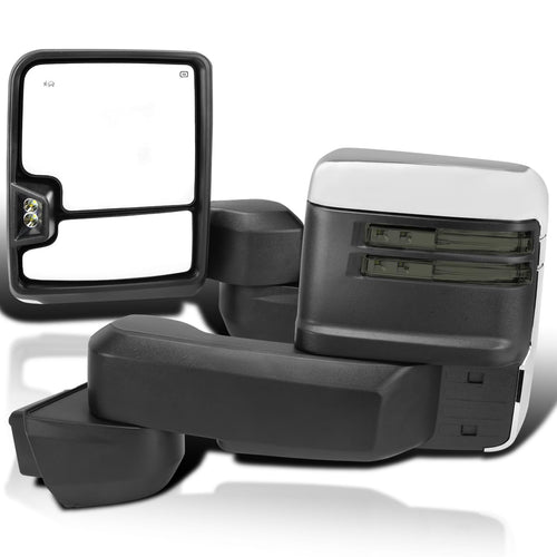Spec-D Tuning Power Chrome Heated Towing Mirrors w/Smoke LED Signal, Temperature Sensor Compatible with 2020-2025 Chevy Silverado, GMC Sierra 2500HD 3500HD, Left + Right Pair